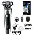 Digital USB rechargeable beard trimmer with LED display in five-in-one colour base