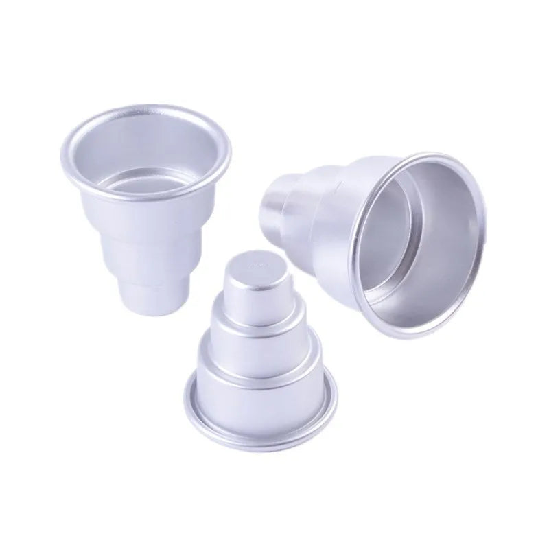Silver aluminium alloy three-layer cake mould in large medium small sizes for fondant cakes