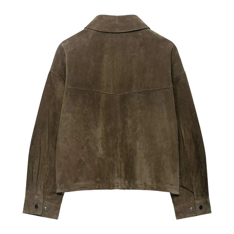 Women's medium thickness PU jacket in picture colour with regular fit and Asian sizing options