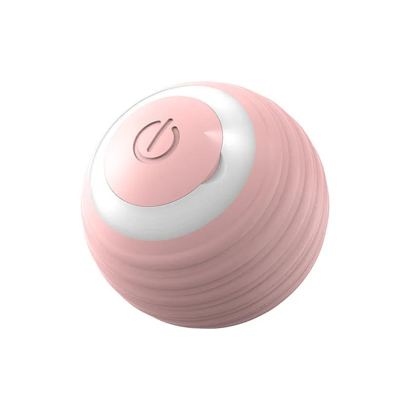 Blue rechargeable automatic moving cat toy ball with USB charging cable for indoor feline play