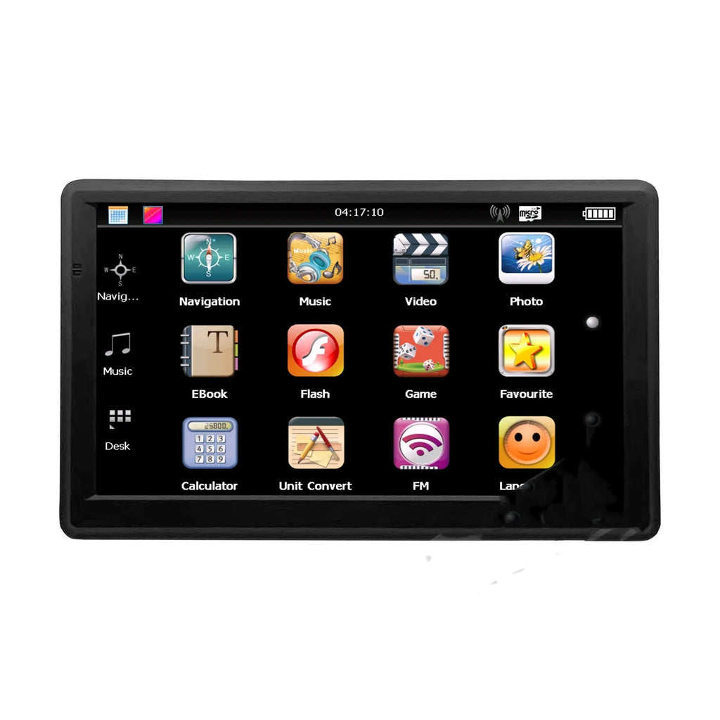 7 inch car GPS navigation device with touch screen showing map display