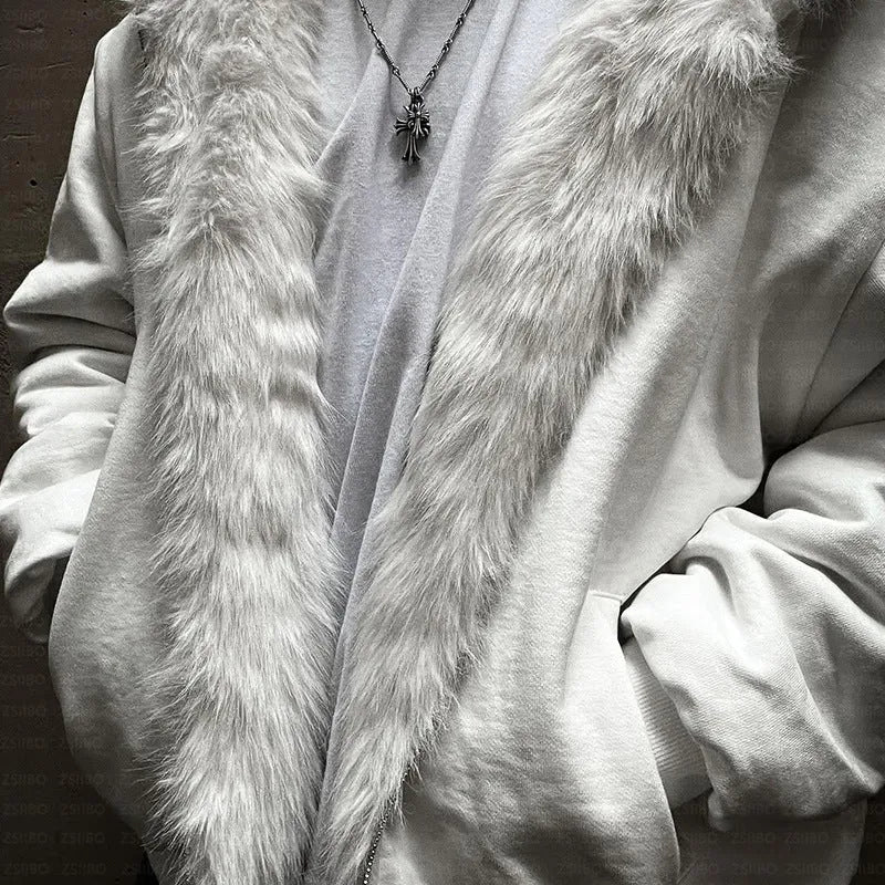 Casual baggy cardigan-style coat in black or white for men and women
