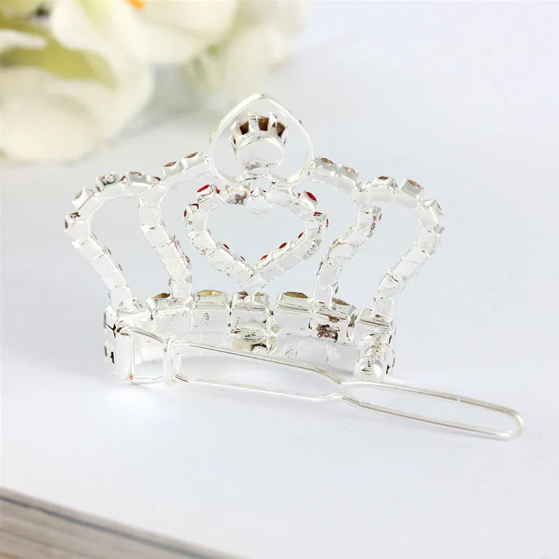 Rhinestone small crown pet hair clip in copper metal, princess style dog barrette, colour as shown