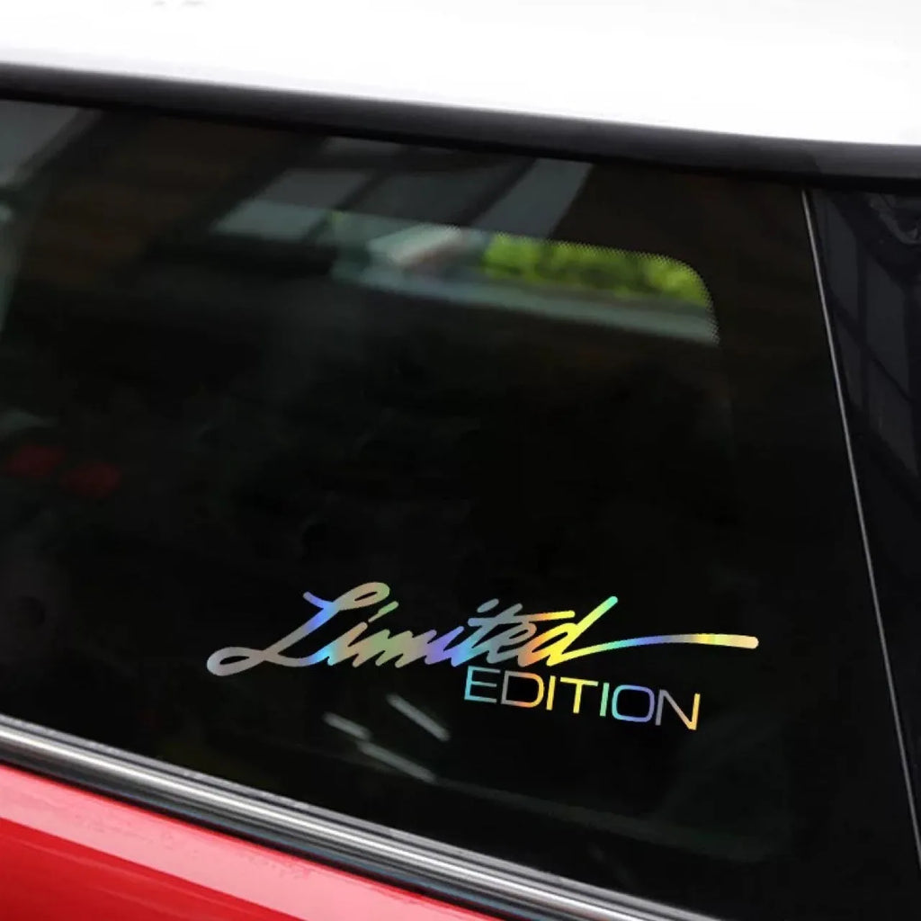 Black laser reflective car sticker with text design on PET material for vehicle application