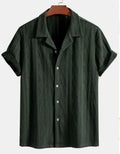 Men's loose casual cardigan in cotton linen blend, short sleeves, solid colour options