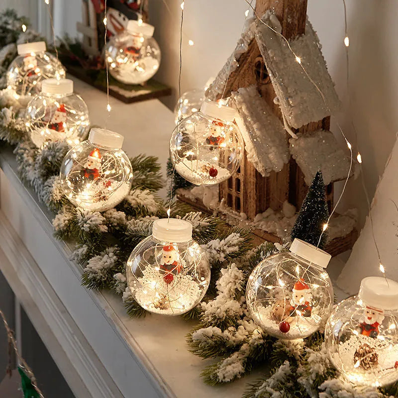 10 LED Christmas curtain lamps with fairy light wishing balls in snowman, elder and Christmas tree designs
