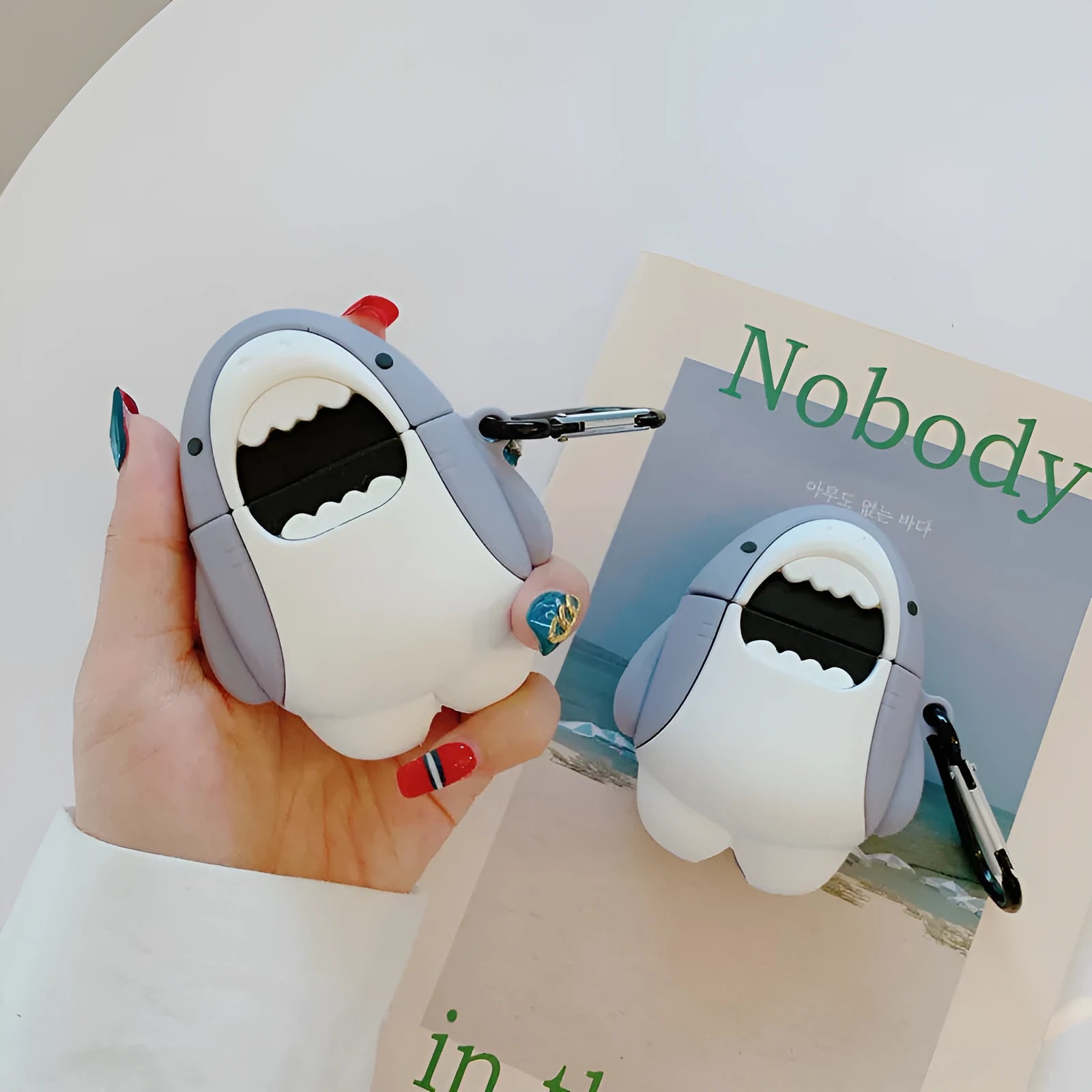 Silicone protective covers for AirPods 1 and 2 wireless earphones with shark fin design