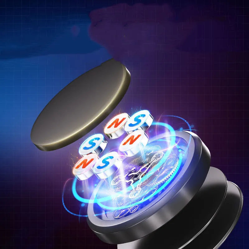 Obsidian black magnetic mobile phone holder with two alloy discs and centripetal force design