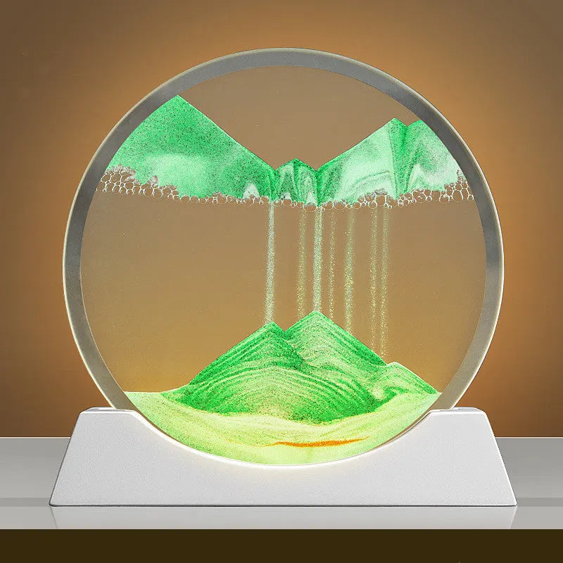 12 inch quicksand painting night lamp with rotating sand art in embroidered glass