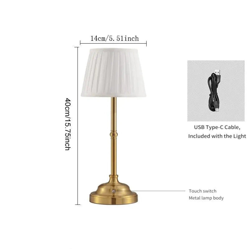 Nordic modern simple gold table lamp, 14 x 40cm, built-in battery, three colours 3W bedside night light