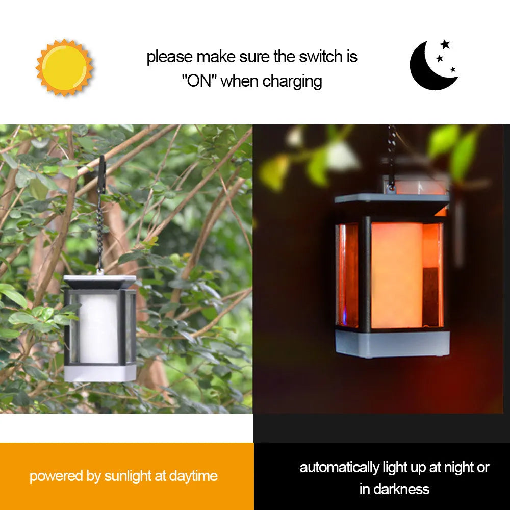 Black antique flame design solar street lamp for gardens with solar panel on top.