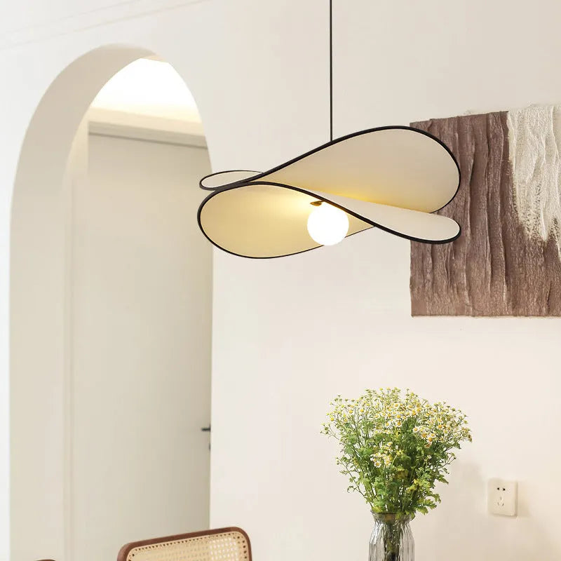 French style fabric potato chips chandelier pendant light with textured pleated shade