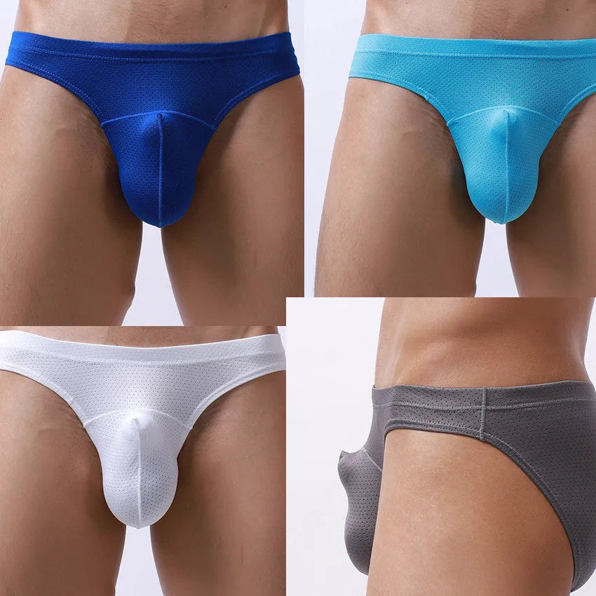 Mens transparent loose fit nylon underwear in black, shown flat.
