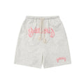 Loose-fit cropped sweatpants-style hip hop shorts in cotton blend fabric on a neutral background