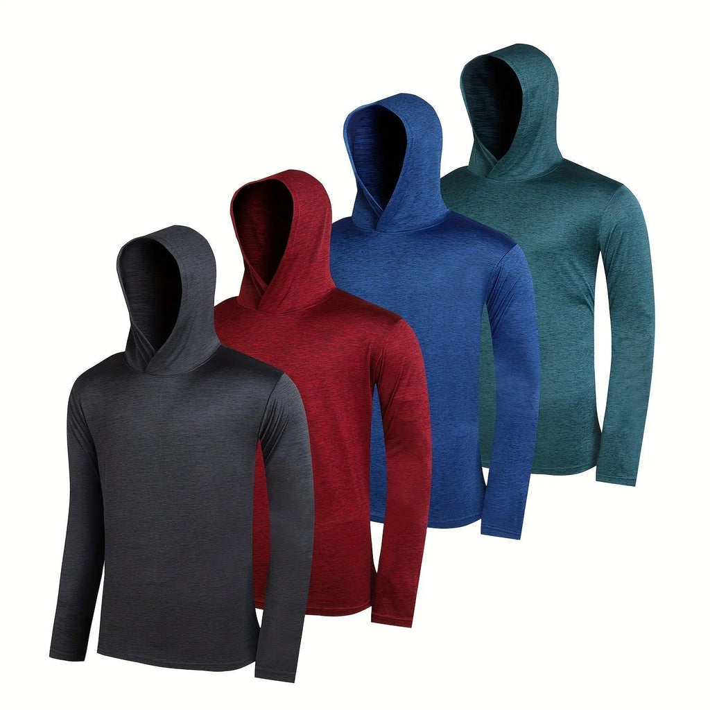 Men's lightweight hoodie multi-pack in stretch polyester fibre showing colour options and design variations
