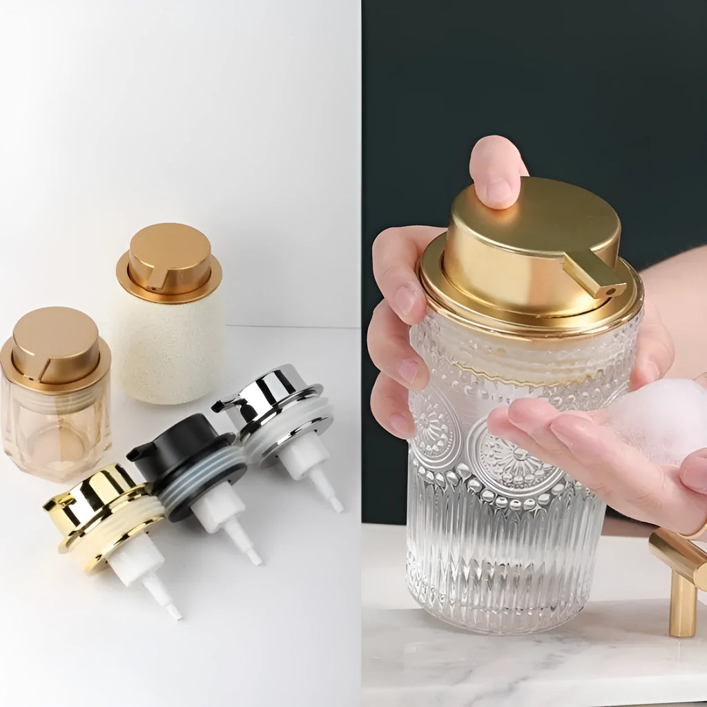 ABS plastic facial cleanser foam pump with large head in four metallic and matte colour options