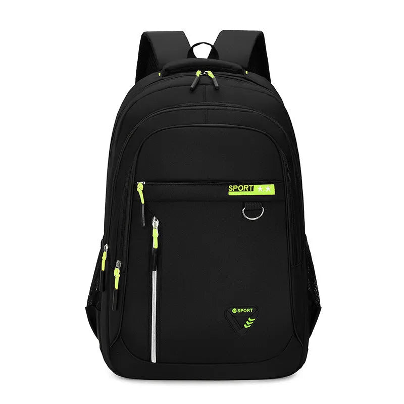 Men's Oxford cloth schoolbag in black with large capacity and air pillow belt burden reduction system