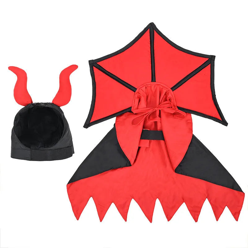 Black polyester vampire cloak and hat Halloween costume for a cat or dog