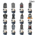 Halloween cake decoration flags, 12 paper tombstone-style small flags in Style 1 and Style 2