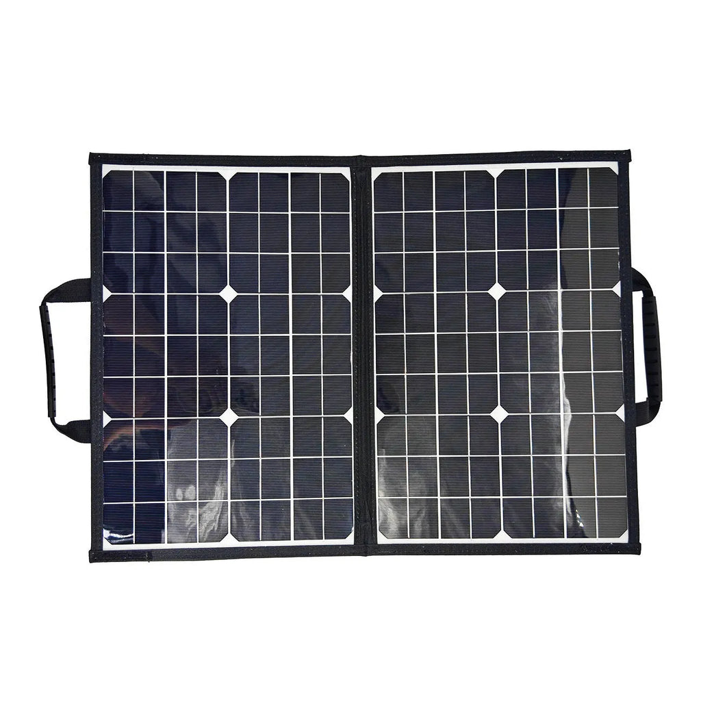 Black 40W portable folding solar panel bag for outdoor charging.