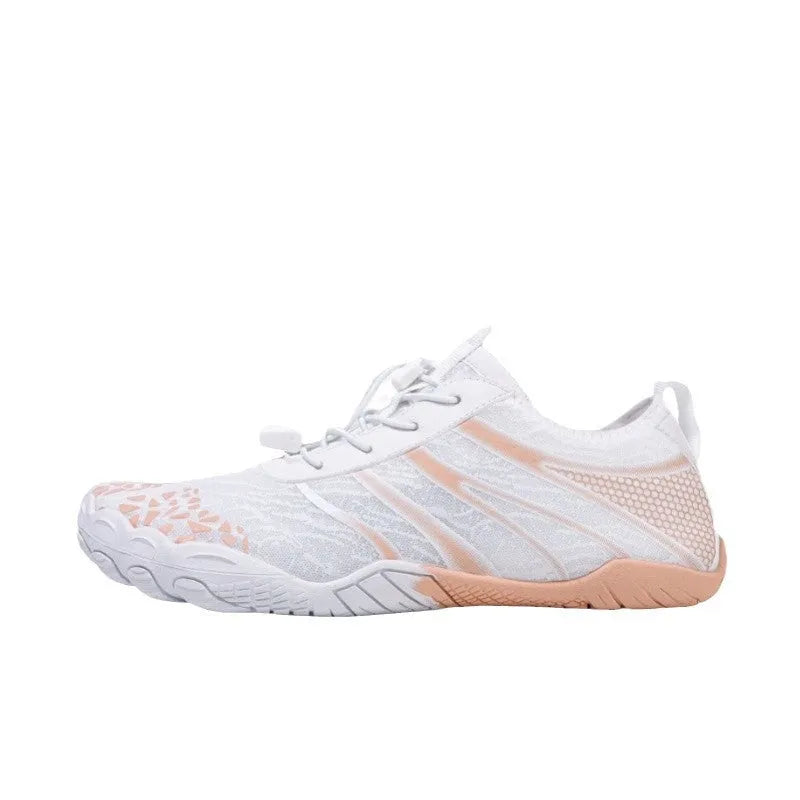 Men's casual beach running shoes with Lycra stretch fabric upper in multiple colours.