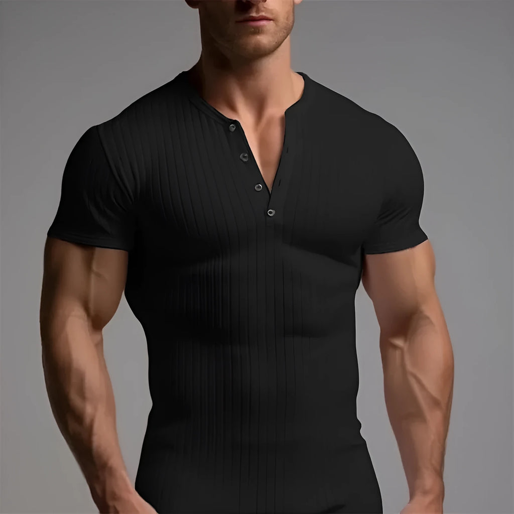 Men's slim-fit sports T-shirt in polyester fabric shown in army green colour.