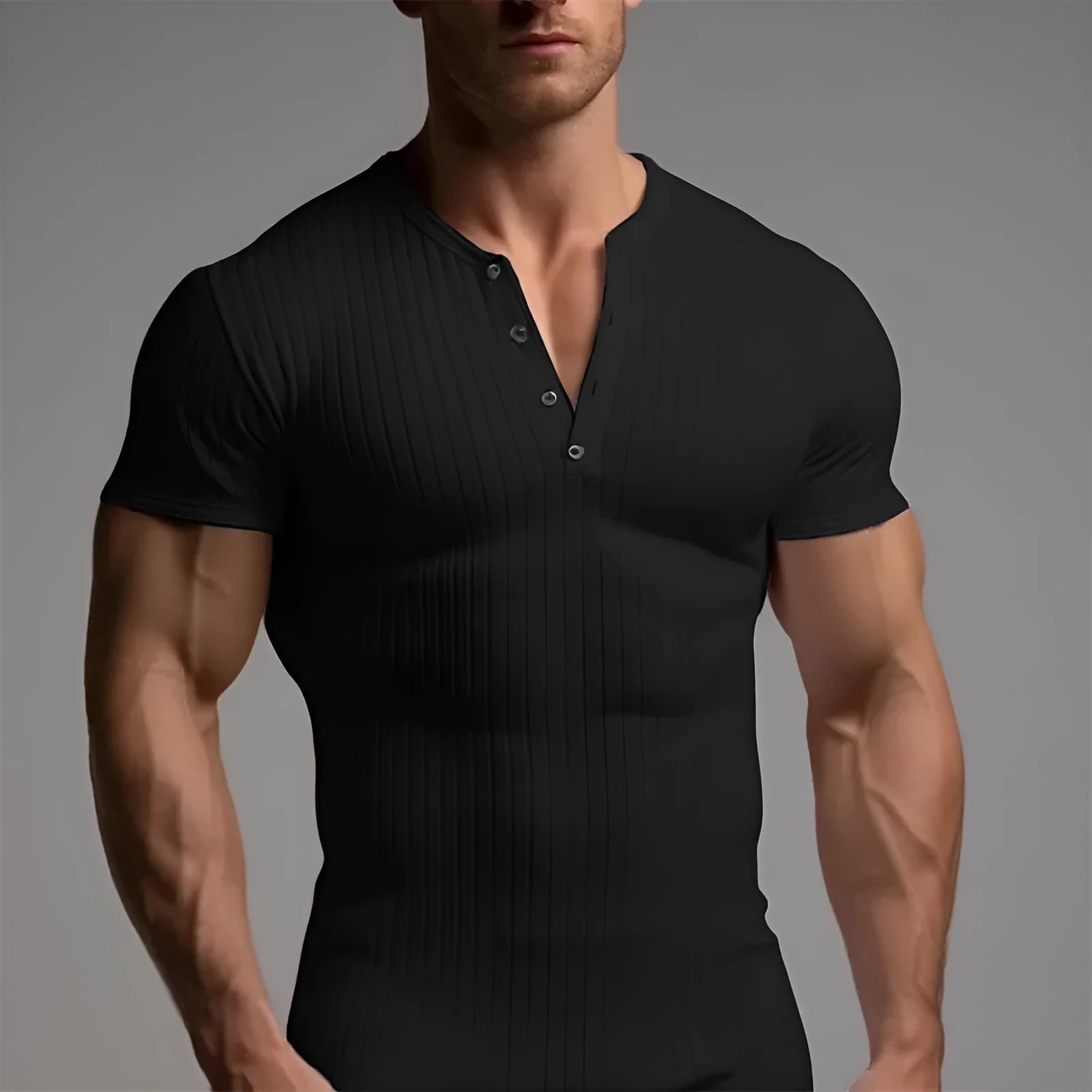 Men's slim-fit sports T-shirt in polyester fabric shown in army green colour.