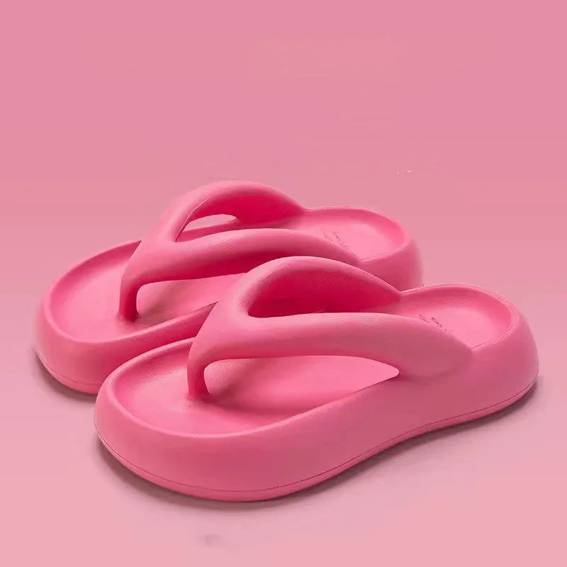 Solid colour thick-soled EVA flip-flops with a decorative bow, shown on a white background.