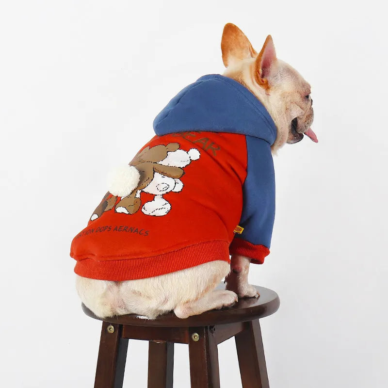 Red cotton dog jumper for small and medium dogs, available in sizes L to 4XL, autumn and winter pet clothing
