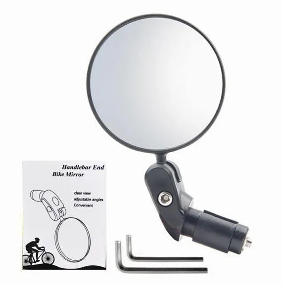 Black foldable convex rearview mirror showing 14cm arm and 7cm diameter reflector.