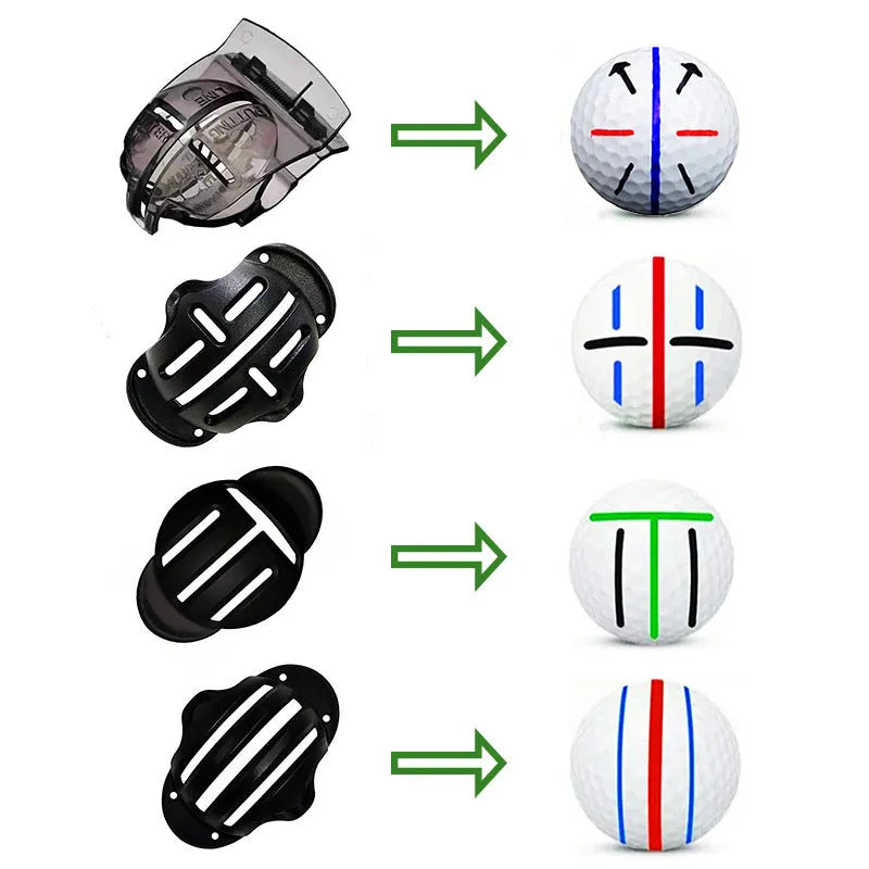 Golf putting alignment tool set with scribers and drawing pens for ball marking