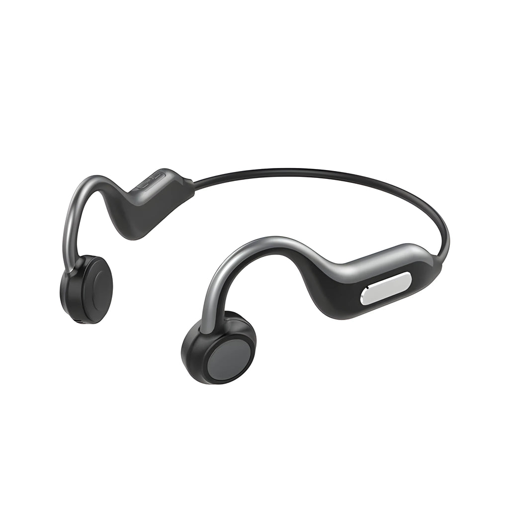 Bone conduction Bluetooth headset in Grey or Pink with Bluetooth 5.0, 140 mAh battery, 8-hour call time, and optional 8G memory