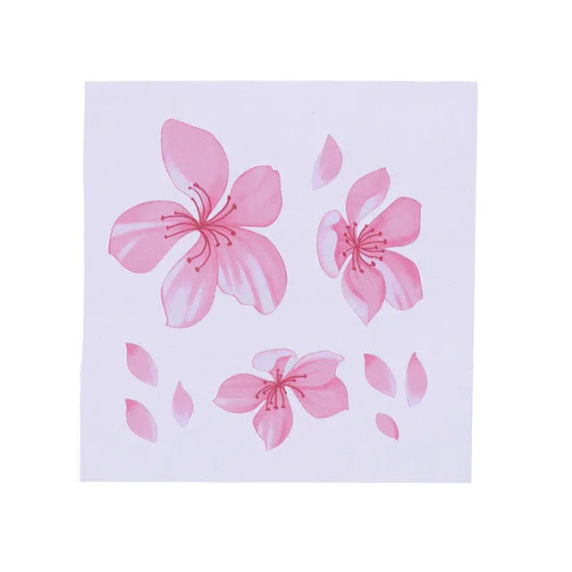 Cherry blossom floral pattern car sticker on a vehicle door, shown in two size options.