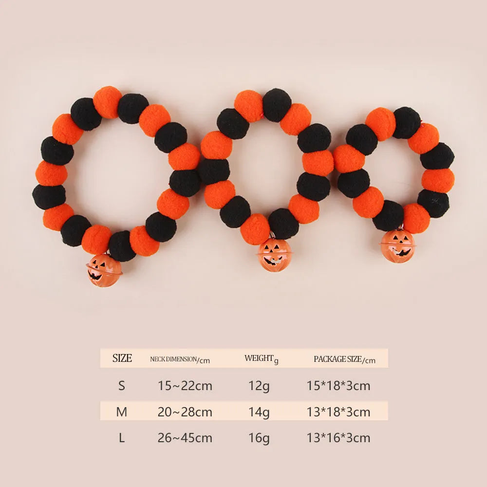 Funny orange pumpkin design pet collar for cats and dogs on Halloween