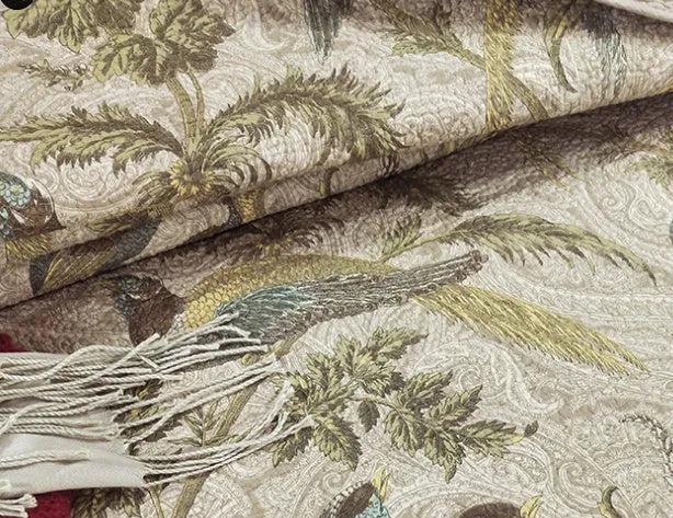 Blue American flower and bird pattern cotton bedspread set with three pieces