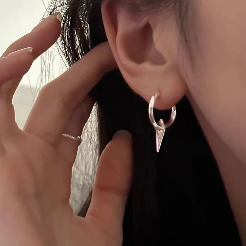 Geometric star earrings for women with copper white gold electroplated finish