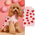 Red love heart pattern dog sweater on small canine model