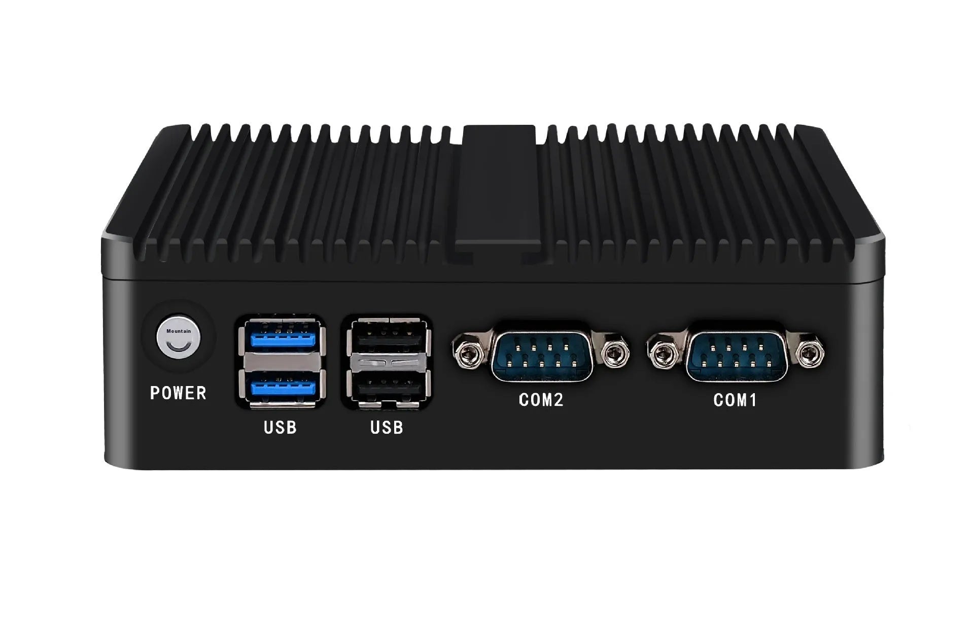 Industrial control quad-core fanless mini-host computer with compact aluminium chassis