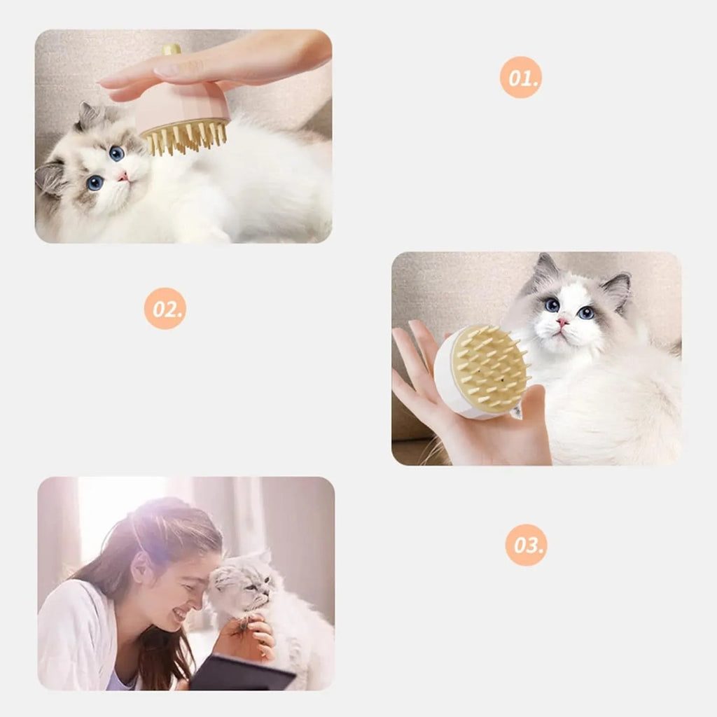 Green double-sided pet bath brush with massage function and drain holes for dog and cat washing