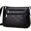 Butterfly black PU leather shoulder messenger bag with horizontal square shape and embossed pattern
