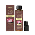 100 ml bottle of nourishing hair essential oil with application accessories in box.