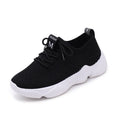 Women's white thick-soled sports shoes with woven uppers and front strap