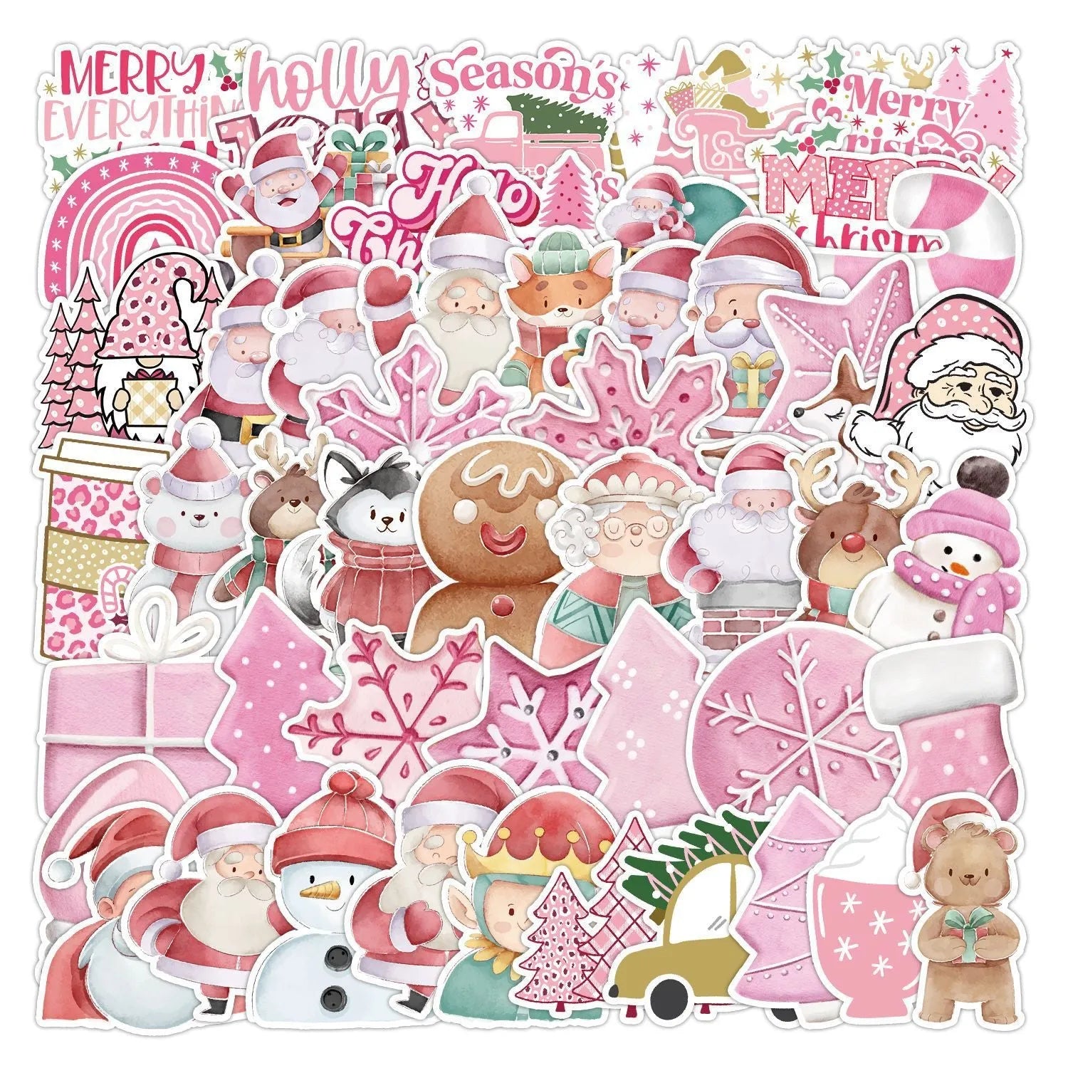 50 Christmas waterproof stickers for cars, phones, computers, guitars and notebooks
