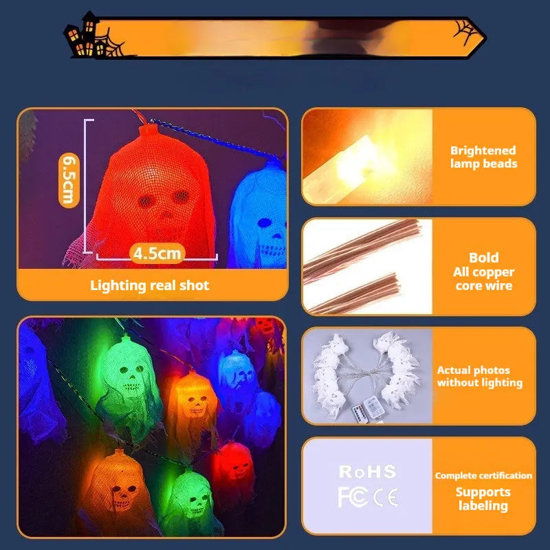 Halloween coloured LED light string with battery box for indoor wall decoration