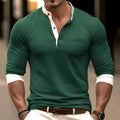 Men's solid colour cotton long sleeve round neck T-shirt on a hanger, shown in grey.
