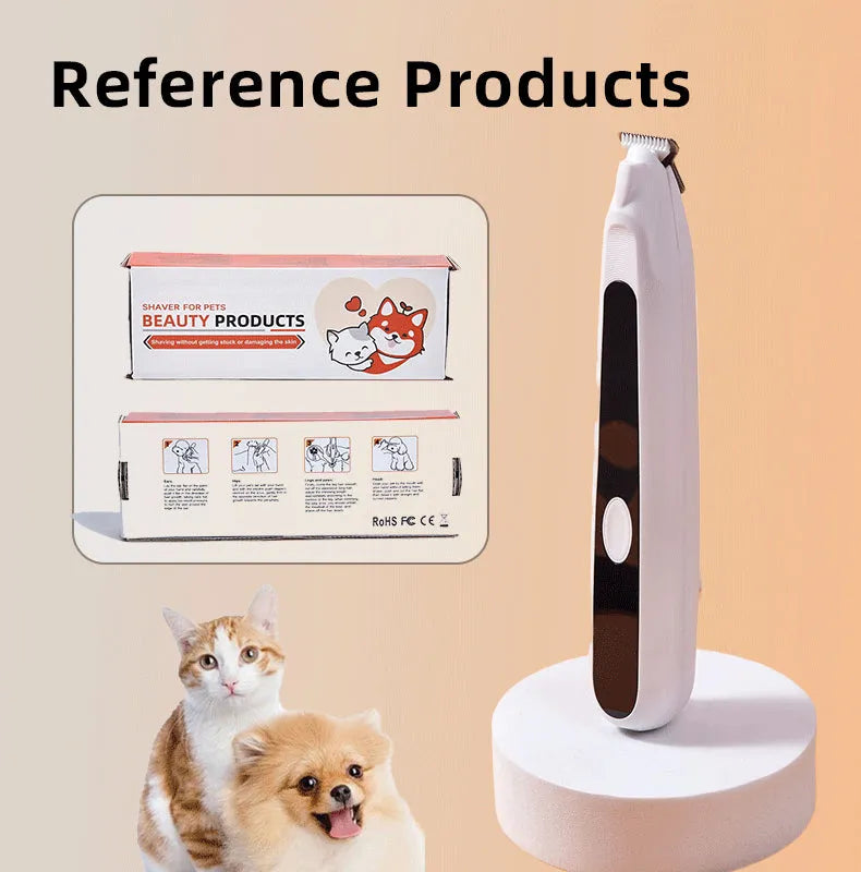G10 pet hair clipper with oil bottle, charging cable and brush for cat and small dog foot hair, in pink white or blue ABS