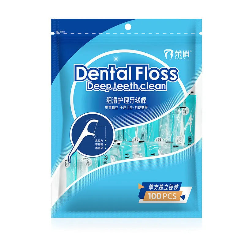 High tensile strength dental floss in portable bag with independent and non-independent packaging options
