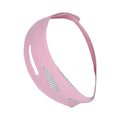 Pink and black elastic V-shaped face bandage for facial contouring with packaging options
