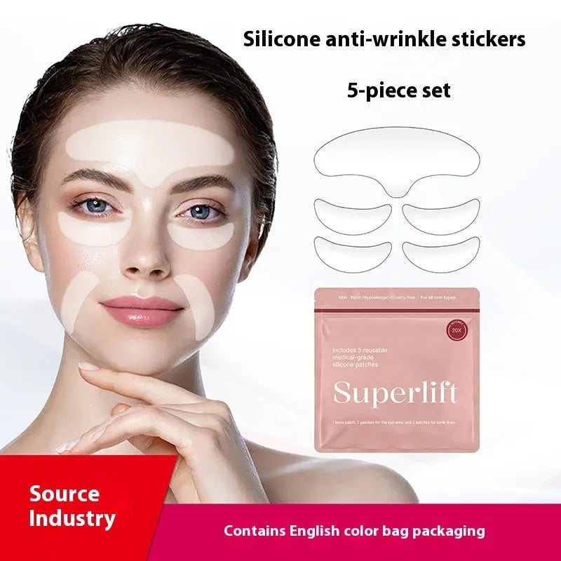 Five silicone anti-wrinkle facial stickers set for wrinkle management skincare