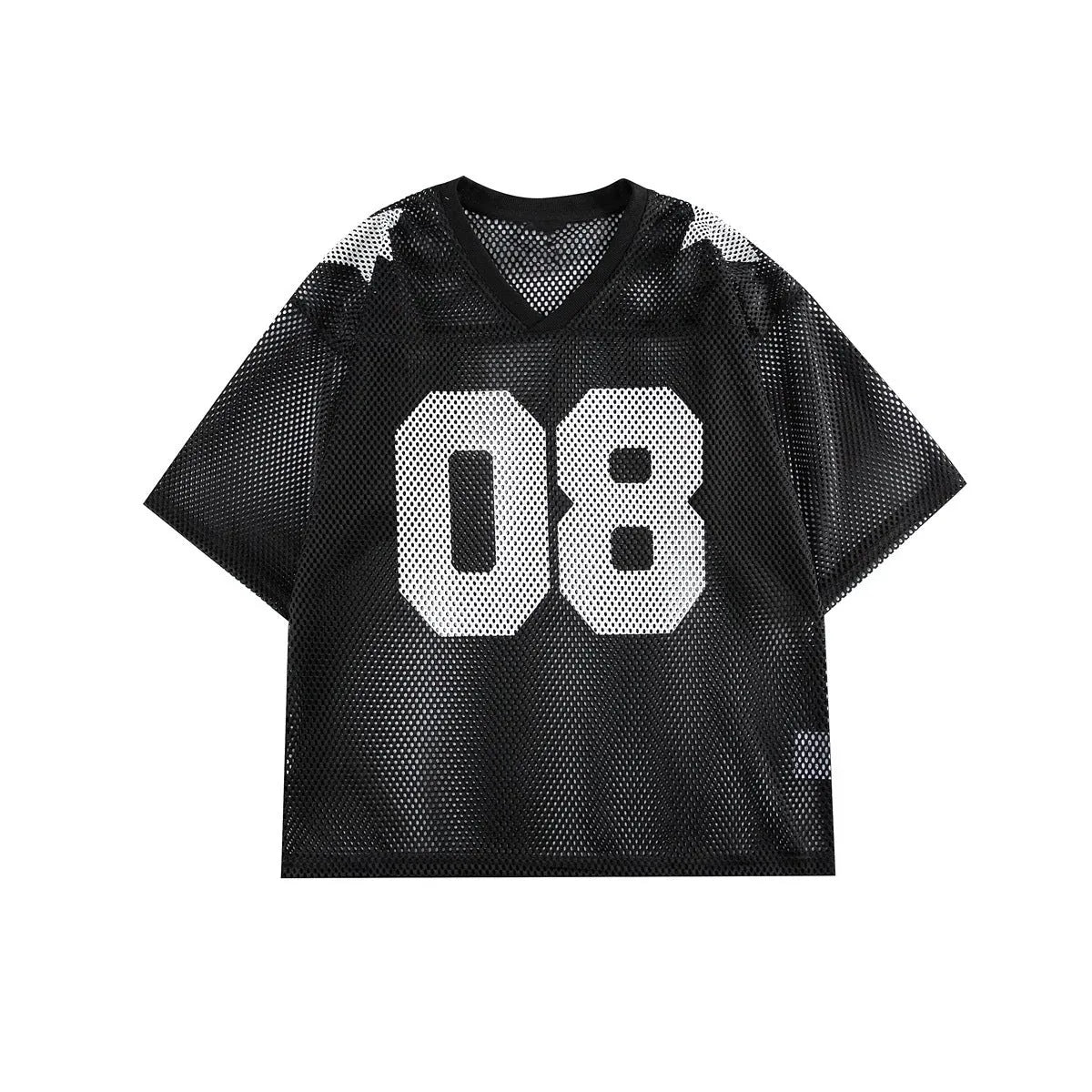 Black and navy blue loose fit half sleeve shirt with letter print pattern